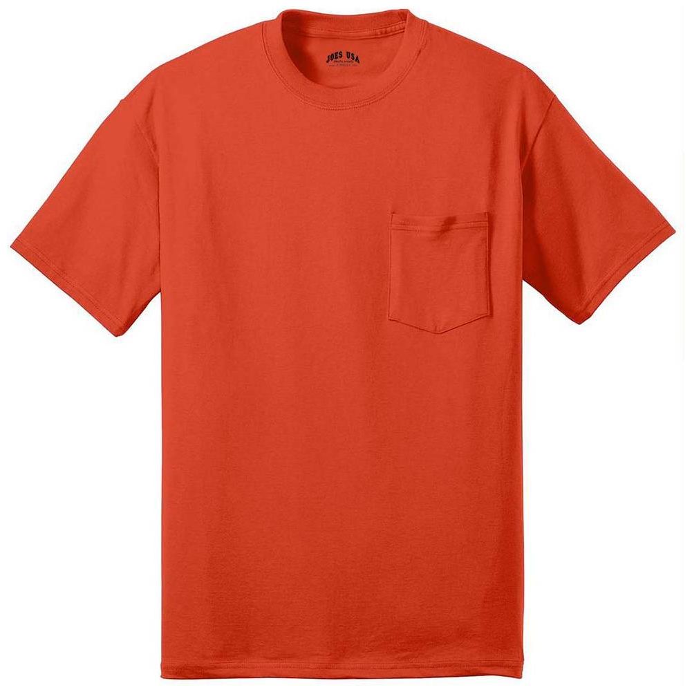 Joe's USA Pocket Tee Shirt - 50/50 Poly Cotton in Sizes S - 6XL Orange S Short Sleeve T-Shirts