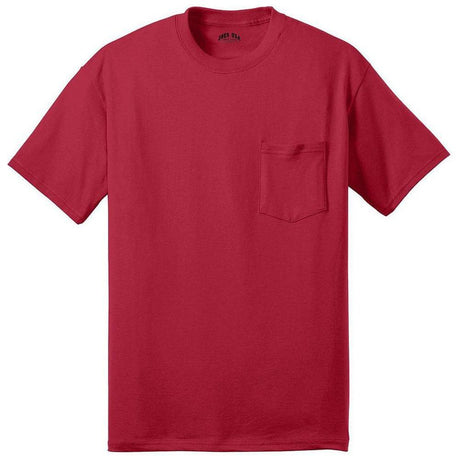 Joe's USA Pocket Tee Shirt - 50/50 Poly Cotton in Sizes S - 6XL Red S Short Sleeve T-Shirts