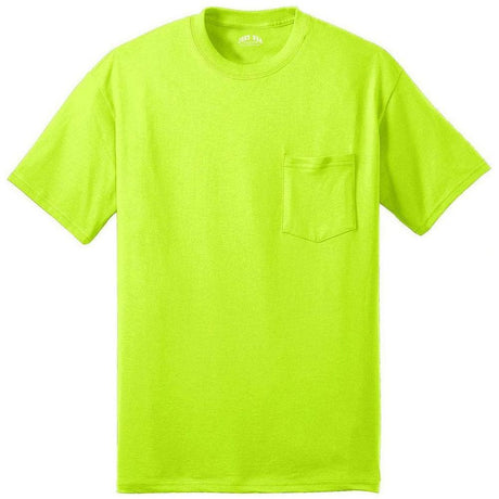 Joe's USA Pocket Tee Shirt - 50/50 Poly Cotton in Sizes S - 6XL Safety Green S Short Sleeve T-Shirts