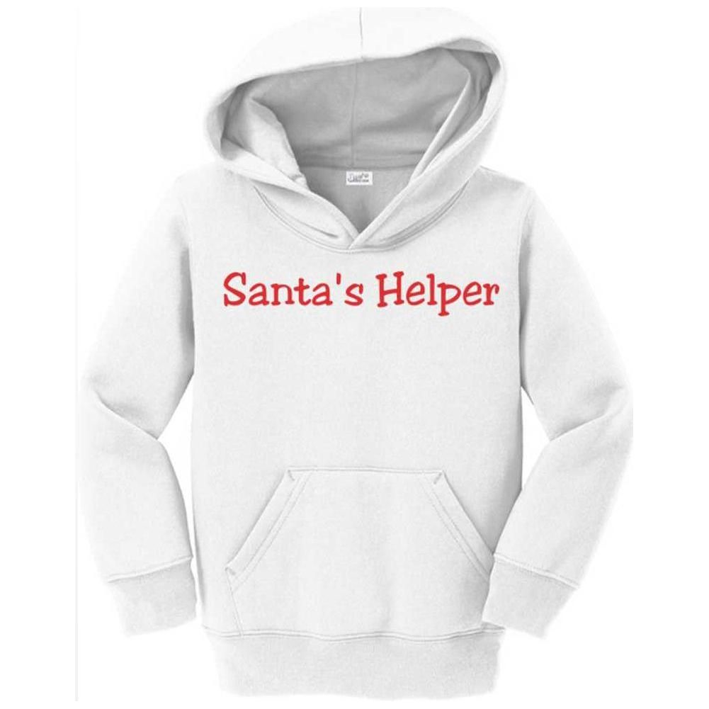 Joe's USA - Santas Helper Toddler Hoodies - Christmas Hooded Sweatshirts White with Red Santa's Helper 2T Sweatshirts