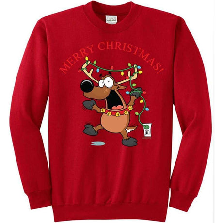 Joe's USA - Santa's Reindeer Collection Green Crewneck Sweatshirt Small
