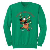 Joe's USA - Santa's Reindeer Collection Green Crewneck Sweatshirt Small