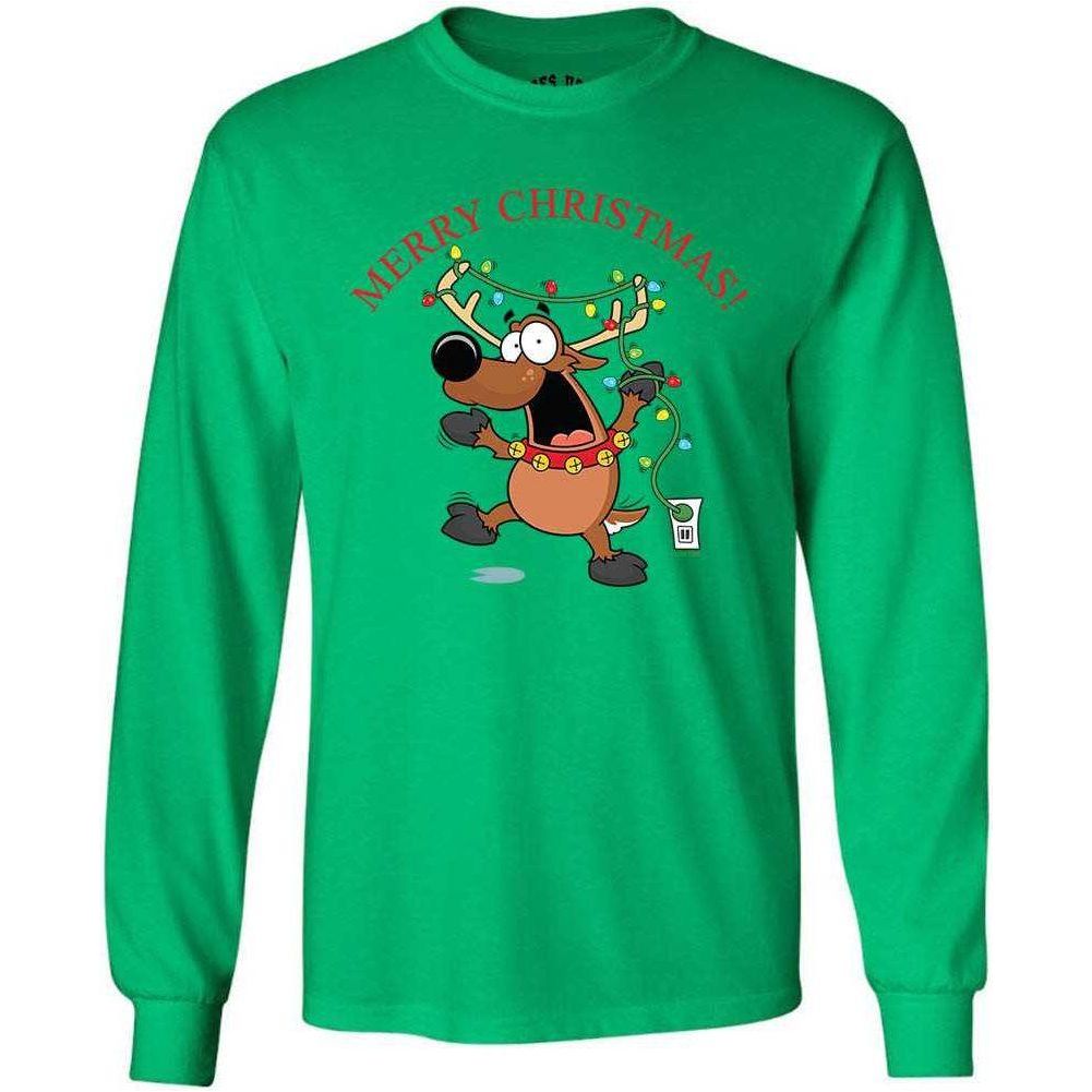 Joe's USA - Santa's Reindeer Collection Green Crewneck Sweatshirt Small