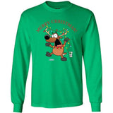 Joe's USA - Santa's Reindeer Collection Green Long Sleeve Tee Small