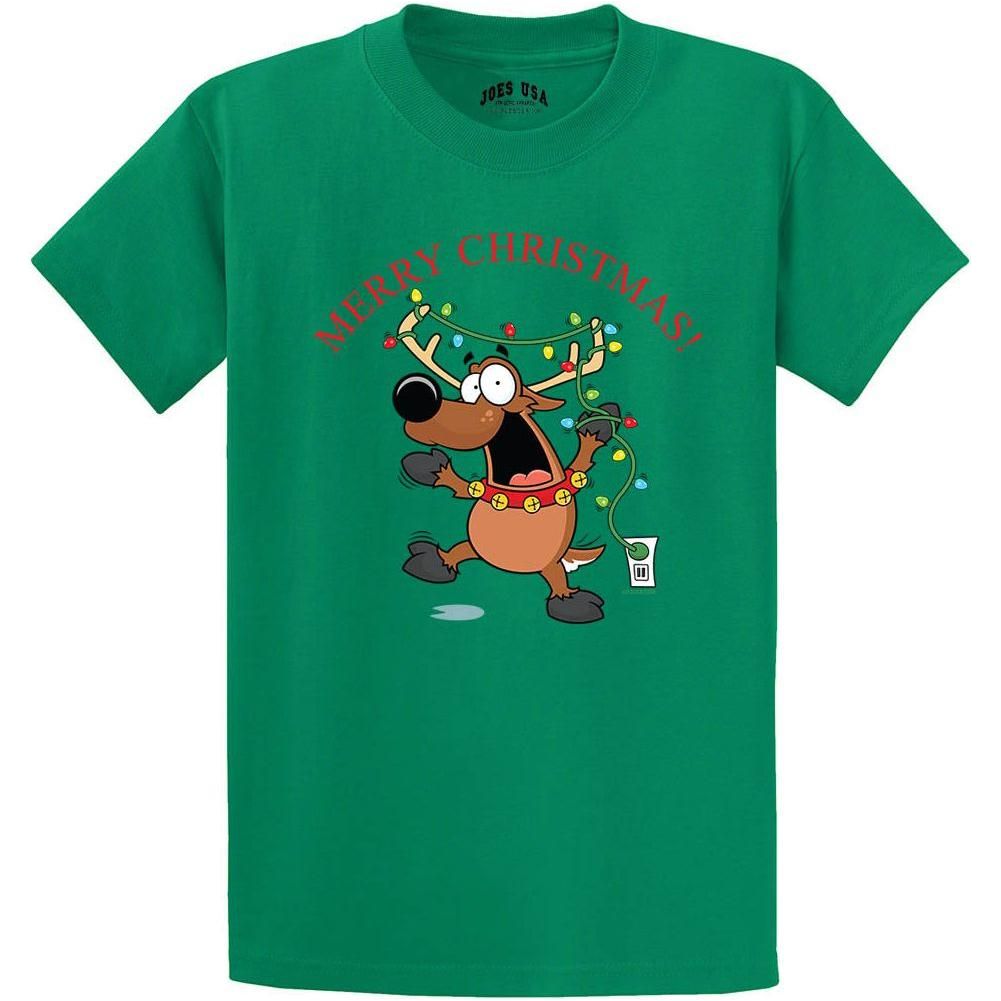 Joe's USA - Santa's Reindeer Collection Green Short Sleeve Tee Small