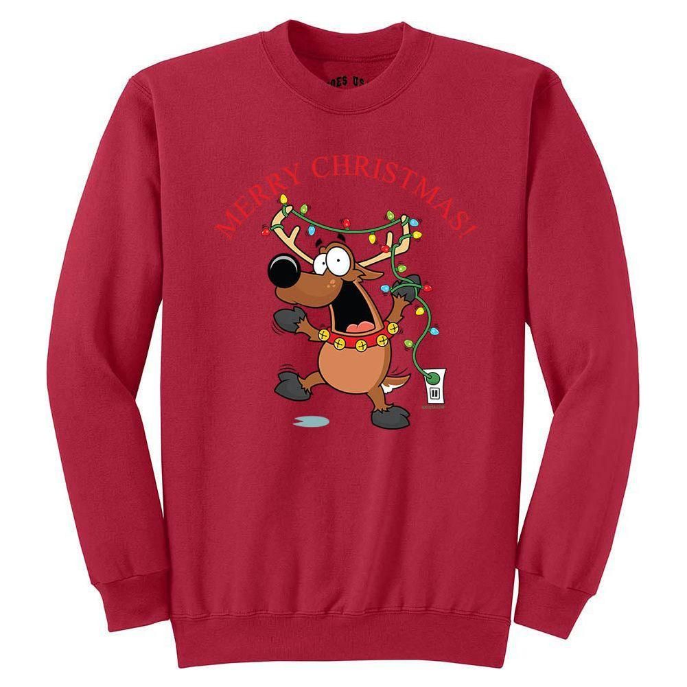 Joe's USA - Santa's Reindeer Collection Red Crewneck Sweatshirt Small