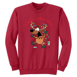 Joe's USA - Santa's Reindeer Collection Red Crewneck Sweatshirt Small