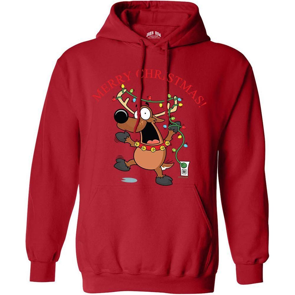 Joe's USA - Santa's Reindeer Collection Red Hoodie Small