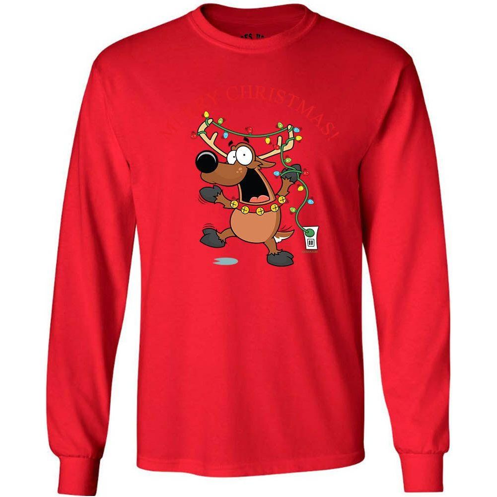 Joe's USA - Santa's Reindeer Collection Red Long Sleeve Tee Small