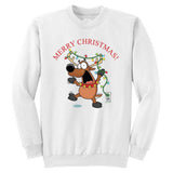 Joe's USA - Santa's Reindeer Collection White Crewneck Sweatshirt Small