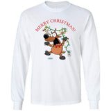 Joe's USA - Santa's Reindeer Collection White Long Sleeve Tee Small