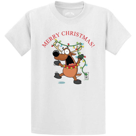 Joe's USA - Santa's Reindeer Collection White Short Sleeve Tee Small