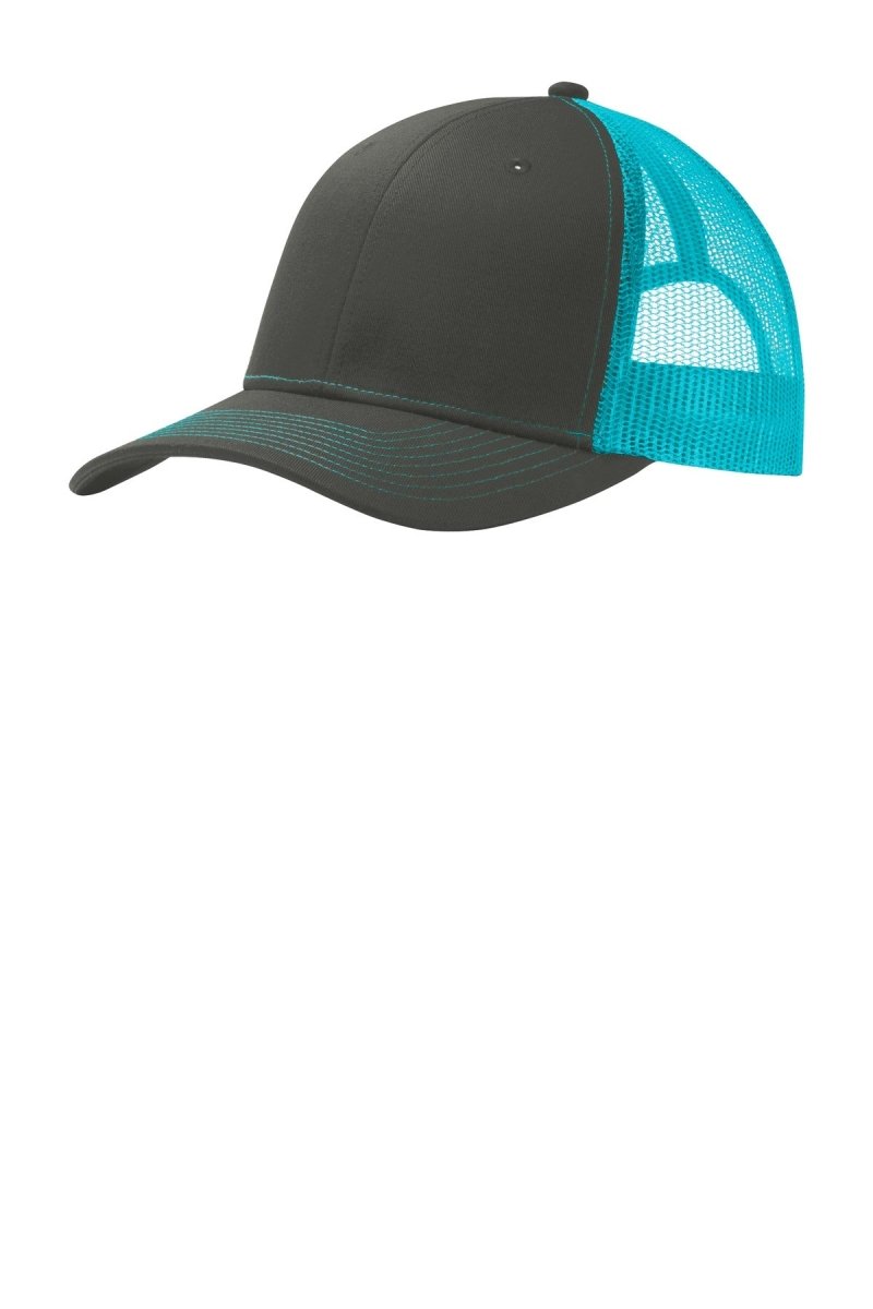 Joe's USA Snapback Trucker Cap Grey Steel/ Neon Blue OSFA Hats