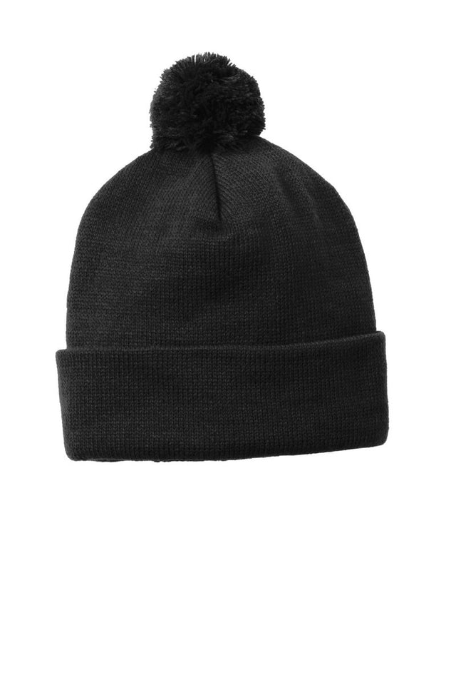Joe's USA Solid Pom Pom Beanie Black OSFA Beanies