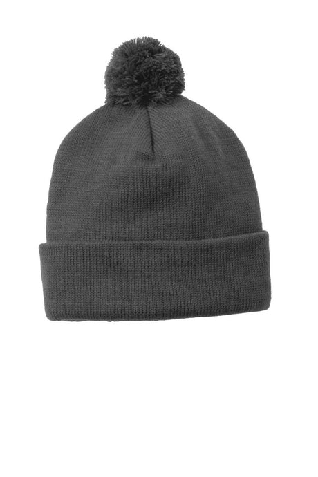Joe's USA Solid Pom Pom Beanie Iron Grey OSFA Beanies