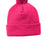 Joe's USA Solid Pom Pom Beanie Pink Raspberry OSFA Beanies