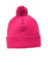 Joe's USA Solid Pom Pom Beanie Pink Raspberry OSFA Beanies