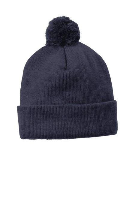 Joe's USA Solid Pom Pom Beanie True Navy OSFA Beanies