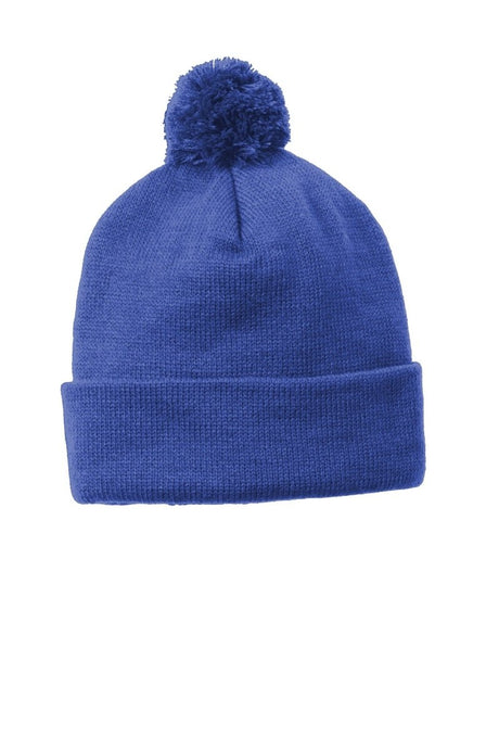 Joe's USA Solid Pom Pom Beanie True Royal OSFA Beanies