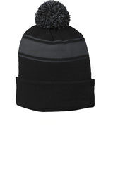 Joe's USA Stripe Pom Pom Beanie Black/ Iron Grey OSFA Beanies