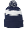 Joe's USA Stripe Pom Pom Beanie True Navy/ White OSFA Beanies