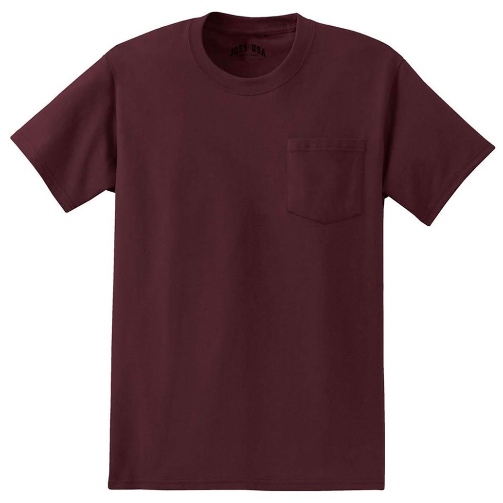 Joe's USA Tall Essential T-Shirt with Pocket Athletic Maroon Large Tall Short Sleeve T-Shirts