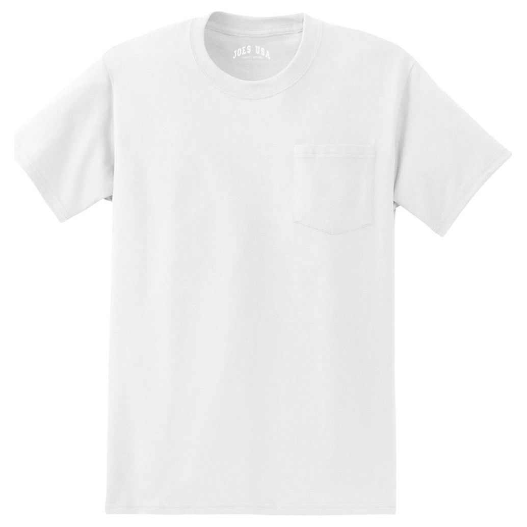 Joe's USA Tall Essential T-Shirt with Pocket White Large Tall Short Sleeve T-Shirts