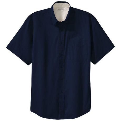 Joe's USA Tall Short Sleeve Easy Care Shirt Large Tall Navy / Light Stone