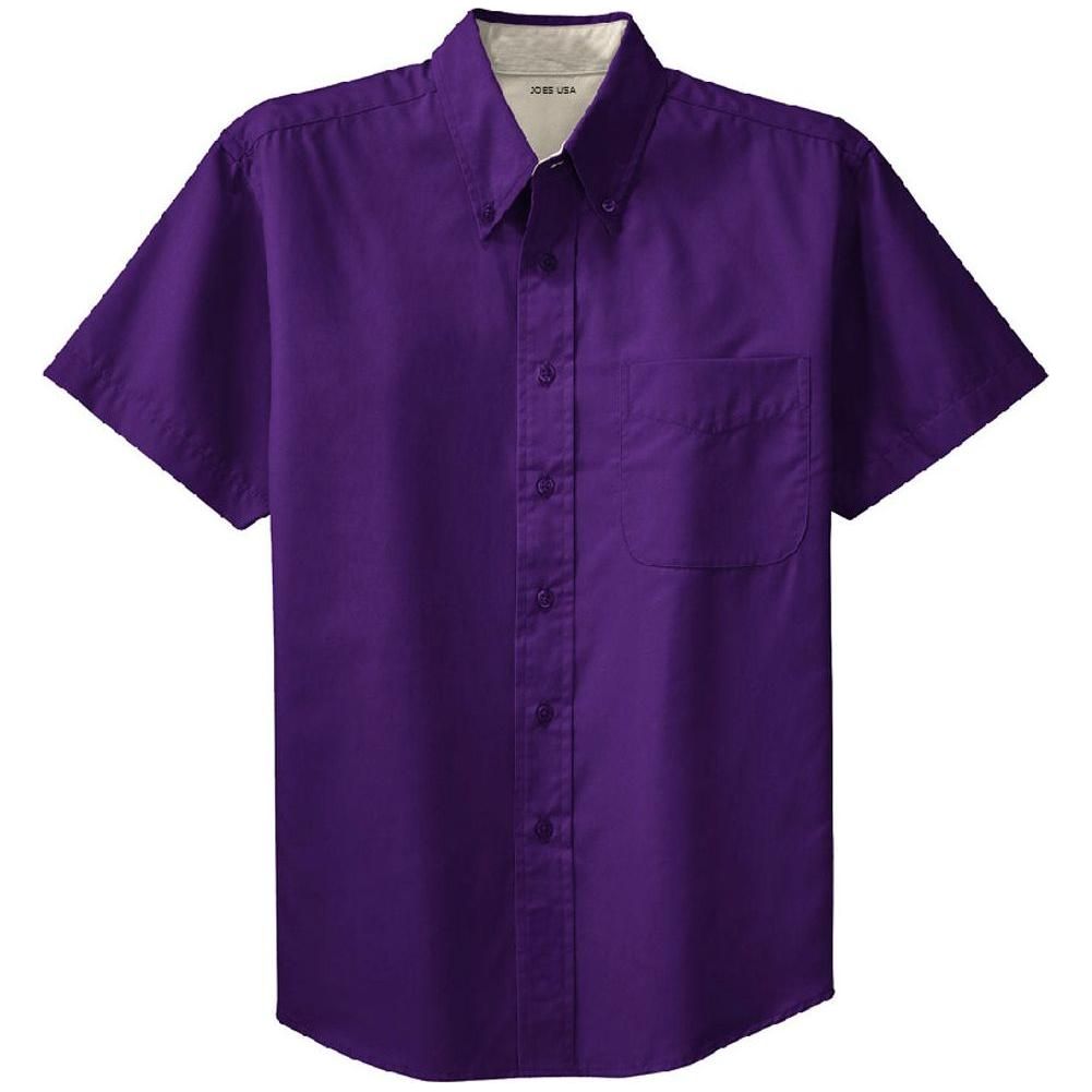 Joe's USA Tall Short Sleeve Easy Care Shirt Large Tall Purple / Light Stone