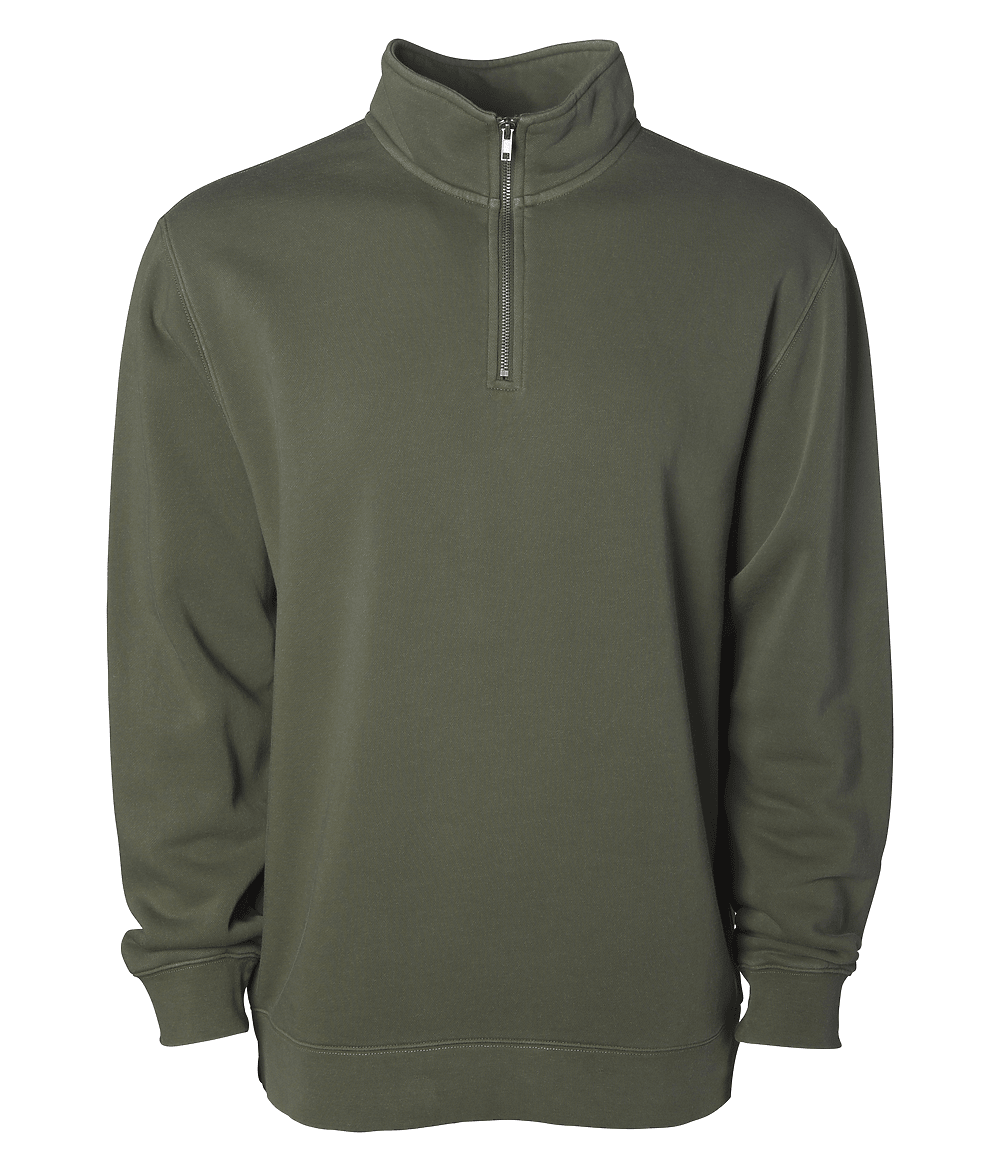 Joe's USA Unisex Pigment - Dyed Quarter - Zip Pullover Pigment Army XS