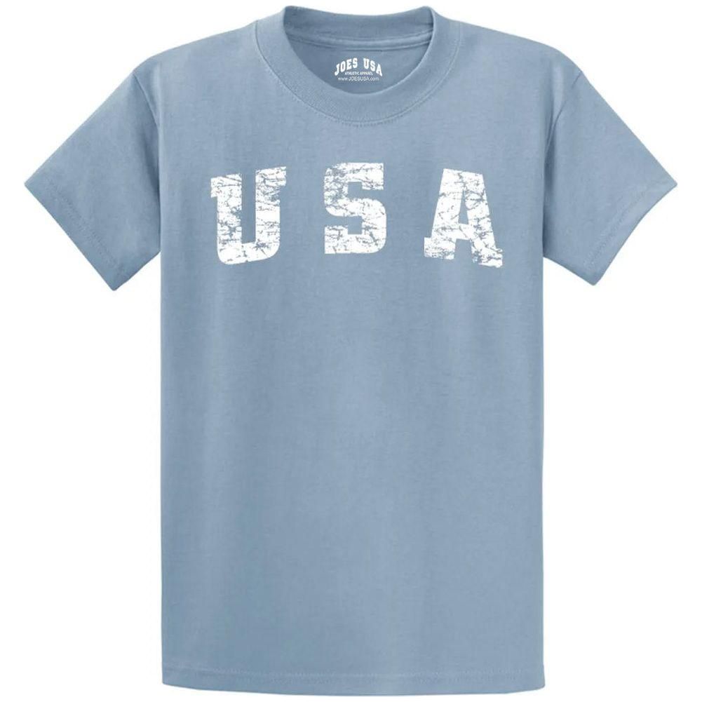 Joe's USA Vintage USA Logo Tee Steel Blue Small Short Sleeve T-Shirts