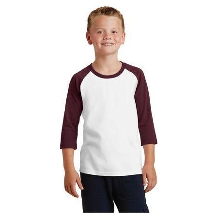 Joe's USA Youth 50/50 Cotton/Poly 3/4 - Sleeve Raglan T-Shirt Youth Medium White/Athletic Maroon Short Sleeve T-Shirts