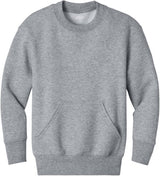 Joe's USA Youth Core Fleece Crewneck Pocket Sweatshirt in XS - XL Athletic Heather Youth X - Small Sweatshirts/Fleece