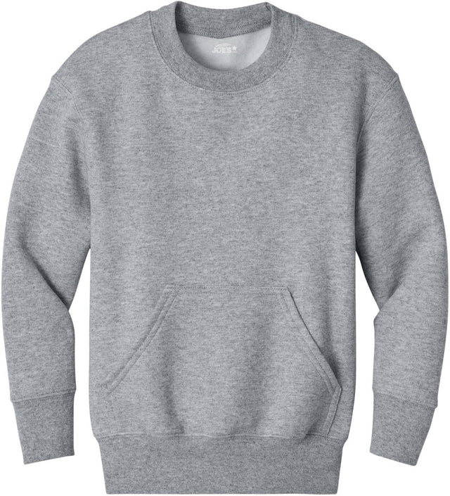 Joe's USA Youth Core Fleece Crewneck Pocket Sweatshirt in XS - XL Athletic Heather Youth X - Small Sweatshirts/Fleece