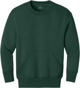 Joe's USA Youth Core Fleece Crewneck Pocket Sweatshirt in XS - XL Dark Green Youth X - Small Sweatshirts/Fleece