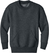 Joe's USA Youth Core Fleece Crewneck Pocket Sweatshirt in XS - XL Dark Heather Grey Youth X - Small Sweatshirts/Fleece