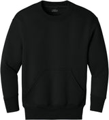 Joe's USA Youth Core Fleece Crewneck Pocket Sweatshirt in XS - XL Jet Black Youth X - Small Sweatshirts/Fleece