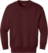 Joe's USA Youth Core Fleece Crewneck Pocket Sweatshirt in XS - XL Maroon Youth X - Small Sweatshirts/Fleece