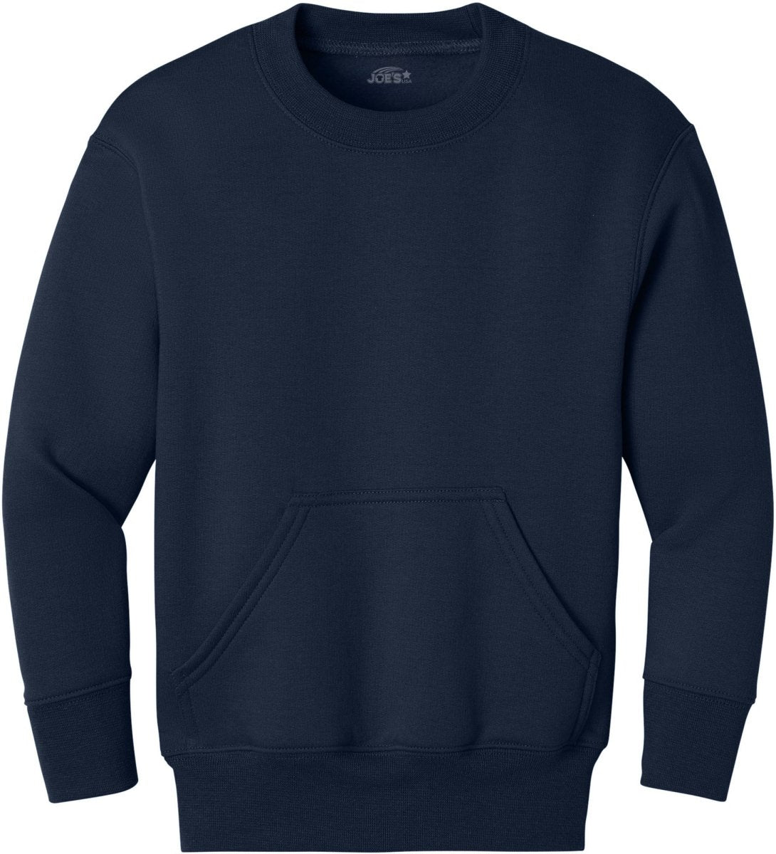 Joe's USA Youth Core Fleece Crewneck Pocket Sweatshirt in XS - XL True Navy Youth X - Small Sweatshirts/Fleece
