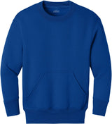 Joe's USA Youth Core Fleece Crewneck Pocket Sweatshirt in XS - XL True Royal Youth X - Small Sweatshirts/Fleece