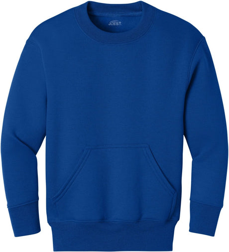 Joe's USA Youth Core Fleece Crewneck Pocket Sweatshirt in XS - XL True Royal Youth X - Small Sweatshirts/Fleece