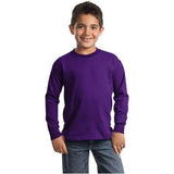 Joe's USA Youth Long Sleeve 100% Cotton T-Shirts Large (14 - 16) Purple Short Sleeve T-Shirts