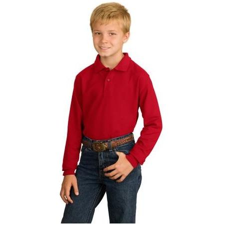 Joe's USA Youth Long Sleeve Silk Touch Polo Red Youth Small