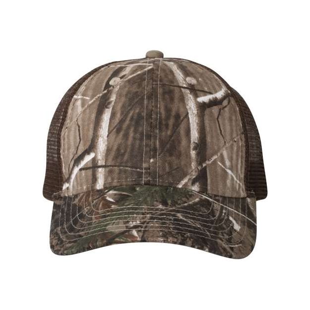 Kati Licensed Camo Mesh Back Cap - Kati LC5M Realtree AP/ Brown Adjustable Hats