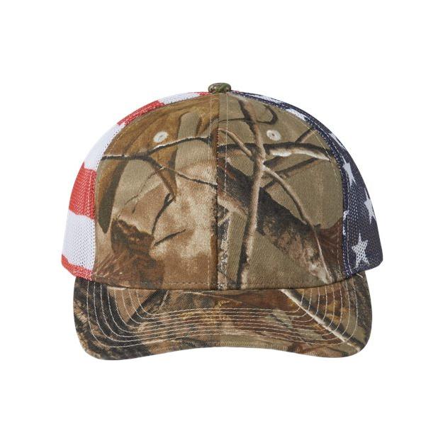 Printed Mesh Trucker Cap Wholesale: Kati S700M Patriotic Caps