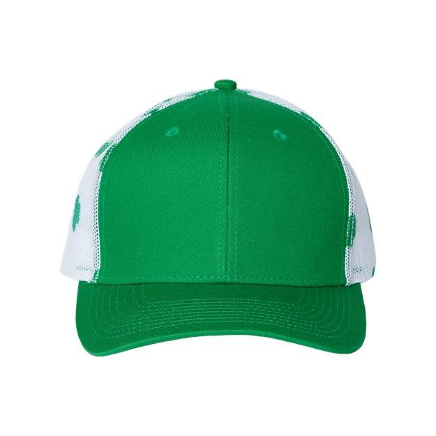 Kati Printed Mesh Trucker Cap - Kati S700M Kelly Green/ White/ Clover Adjustable Caps