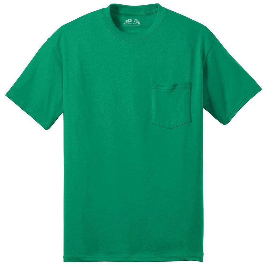 Joe's USA Men's 50/50 Cotton/Poly T-Shirt with Pocket-KellyGreen T-Shirts Joe's USA Kelly Green S