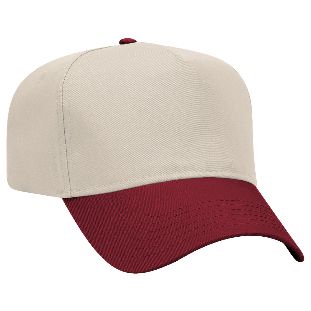 Joe's USA 5 Panel, Mid Profile Baseball Cap Caps Joe's USA Maroon / Natural