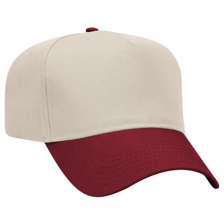 Joe's USA 5 Panel, Mid Profile Baseball Cap Caps Joe's USA Maroon / Natural