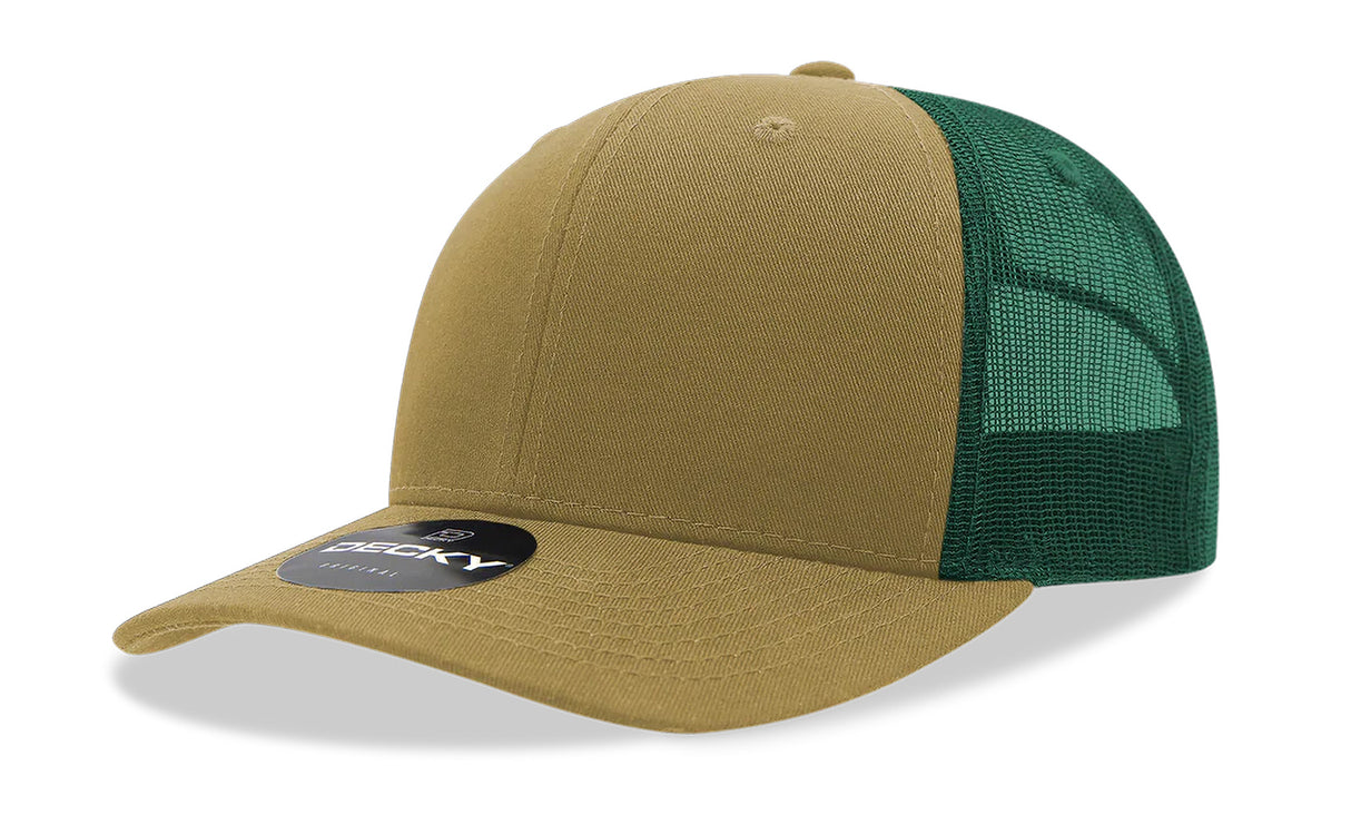 Decky 6 Panel Mid Profile Structured Cotton Blend Trucker | Decky 6021